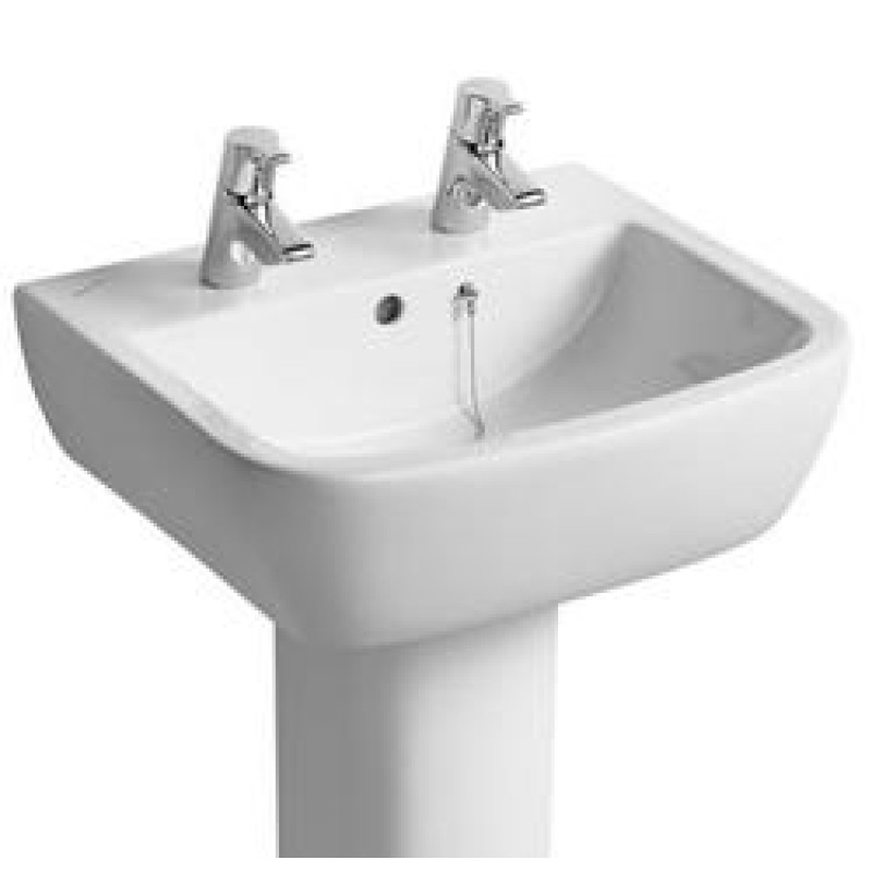 Tempo 50cm pedestal basin 2 tapholes - White