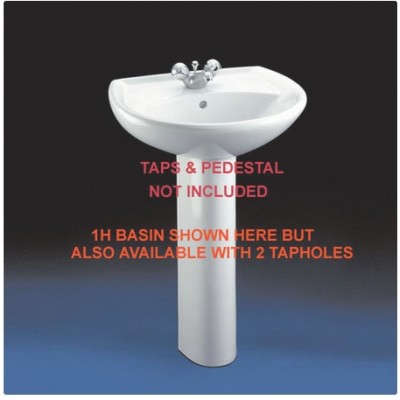 ASCANIA 600 Basin - 2 taphole - White