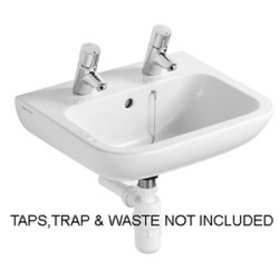 Portman 21 500 x 420mm Basin - White / Two taphole with overflow and chainhole
