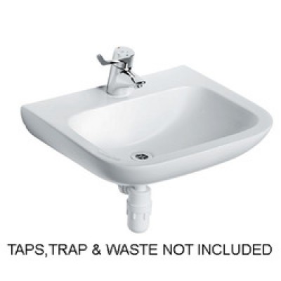 Portman 21 600 x 480 Basin - White / One Centre tapholes (For Monoblock) no overflow, no chainhole