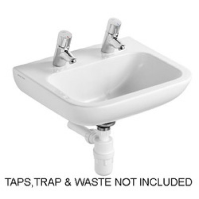 Portman 21 500 x 420mm Basin - White / Two taphole No overflow No chainhole