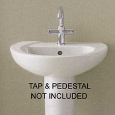 Bodini 55cm 1 Taphole Pedestal Basin - White