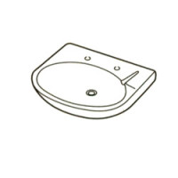 Original style portman 600 x 480mm basin - White / 2 Taphole no overflow no chainhole