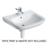 Portman 21 600 x 480 Basin - White / One centre tapholes (For Monoblock) with overflow no chainhole